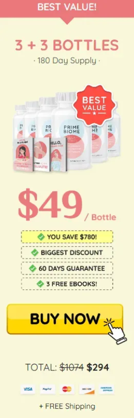Six bottle bundle showing best value pricing option with additional bonus items included